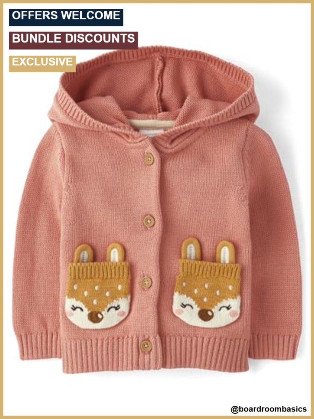 Organic Cotton Hooded Cardigan Sweater Button Front Infant